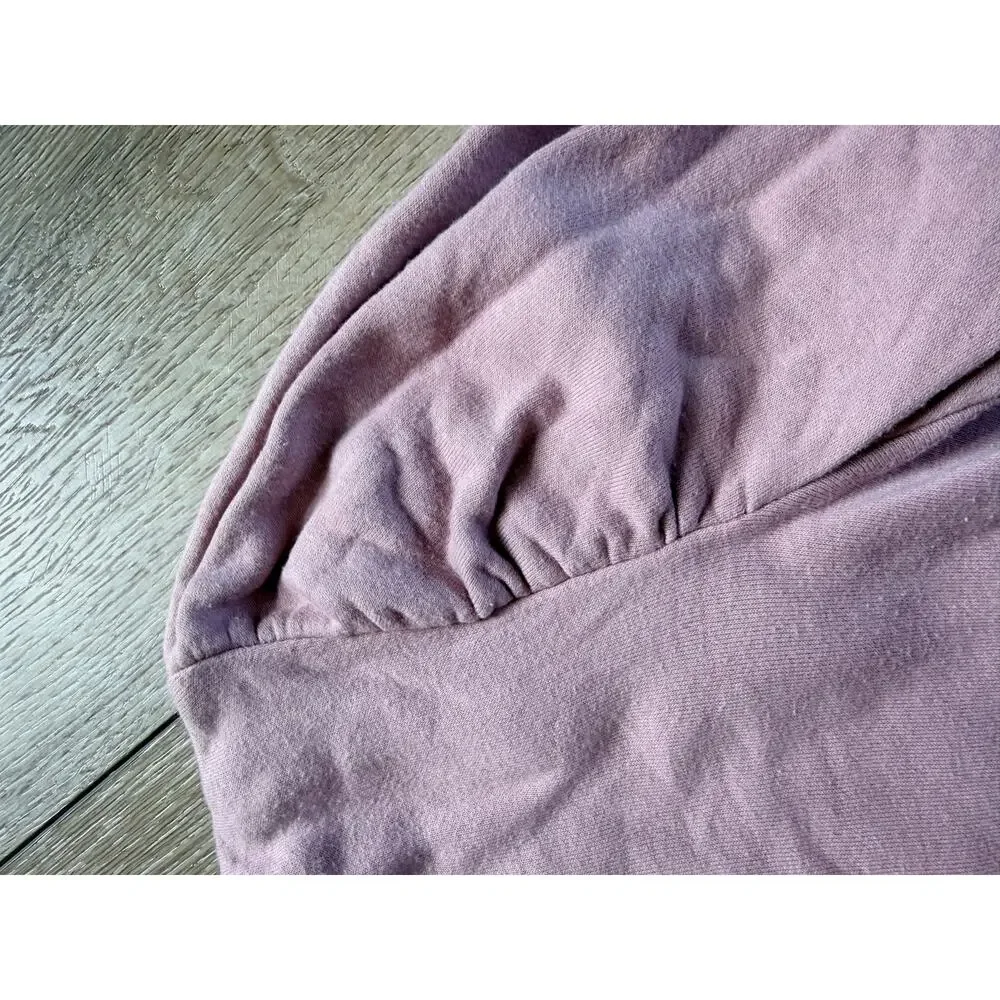 Republic Pink Puff Sleeve Crewneck Pullover Sweatshirt